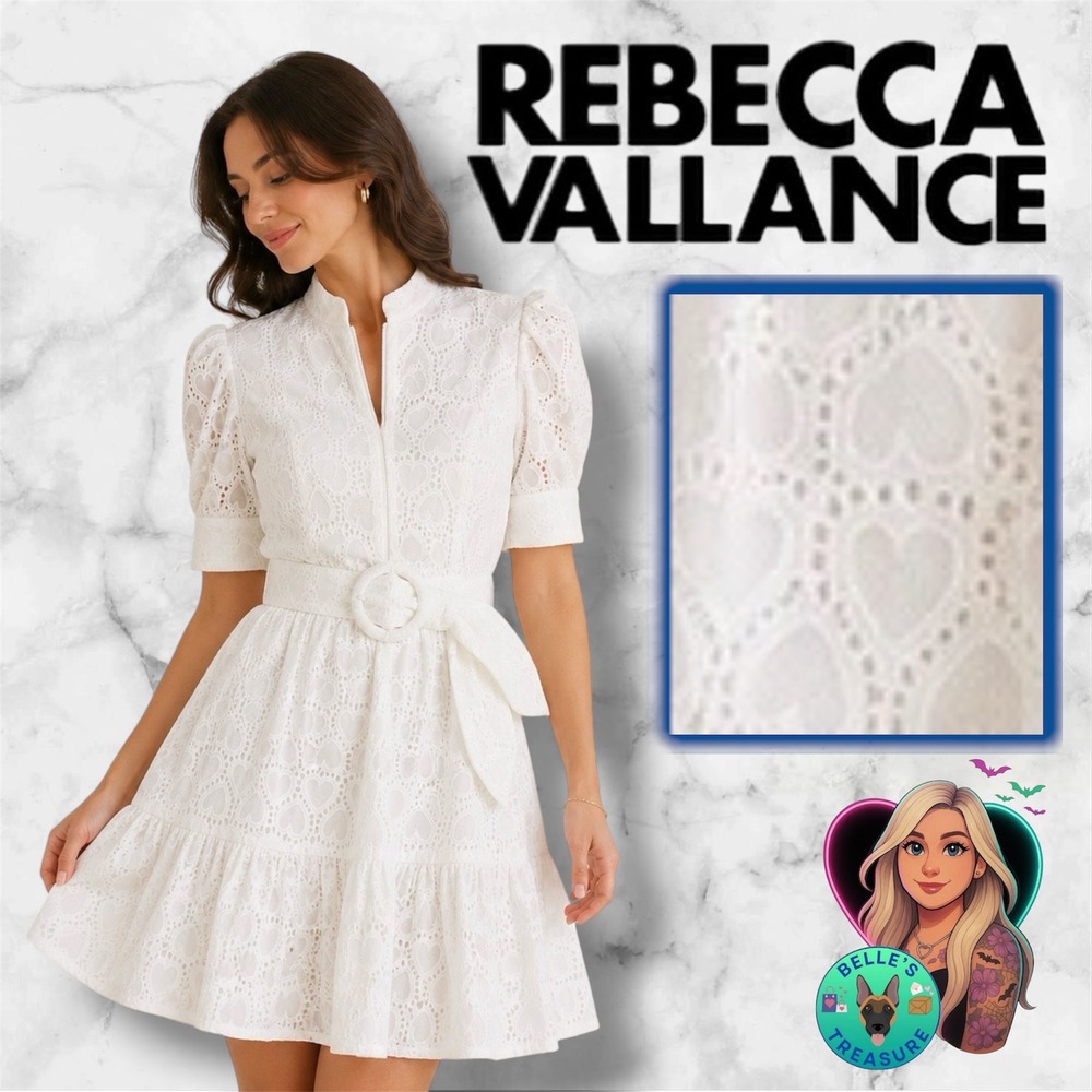 Rebecca Vallance Valentina White Dress Heart Eyelet Womens 0 Graduation Bride